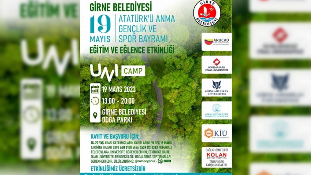 Girne Belediyesi yarın gençler için “UniCamp” etkinliği düzenliyor