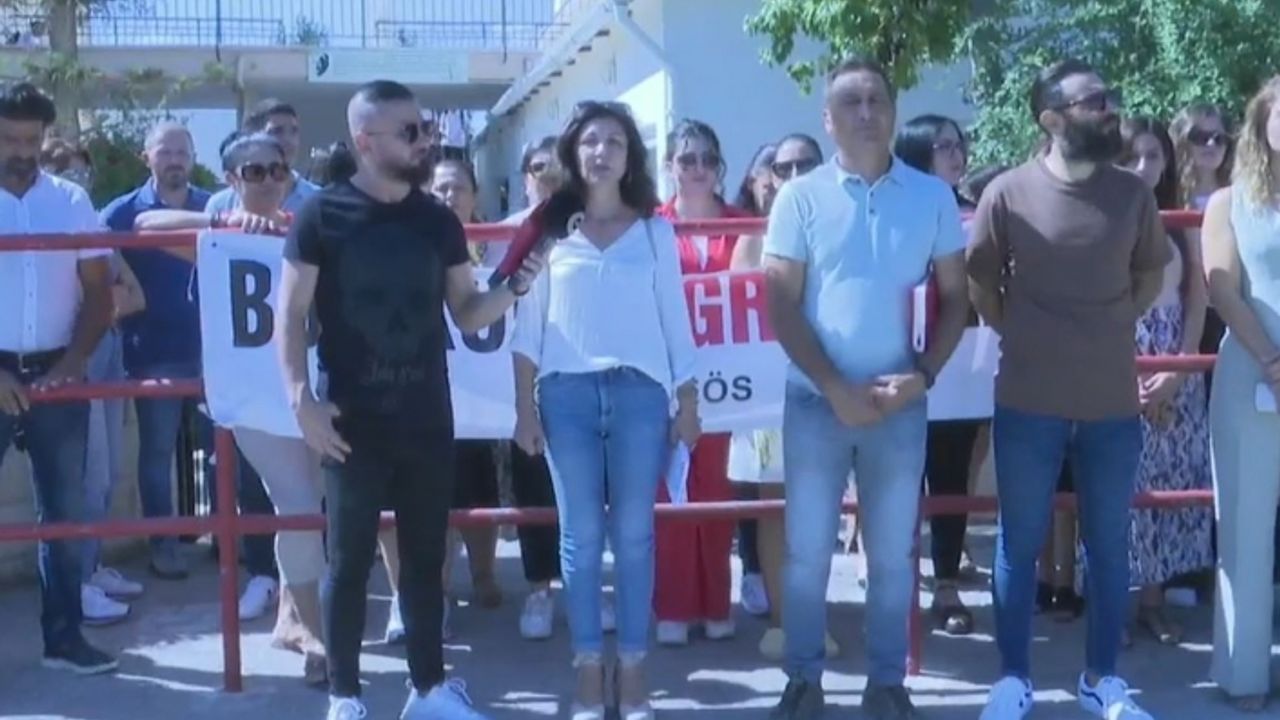 KTOEÖS, İskele Bekirpaşa Lisesi’nde uyarı grevi yaptı