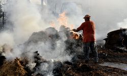 Hayvan üreticileri Başbakanlık önünde balyalarla ateş yaktı