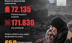 İsrail'in Gazze Şeridi'ne saldırılarında can kaybı 72 bin 135'e yükseldi