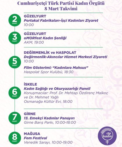 Derya, 8 Mart Dünya Emekçi Kadınlar Günü etkinlik takvimi yayımlandı