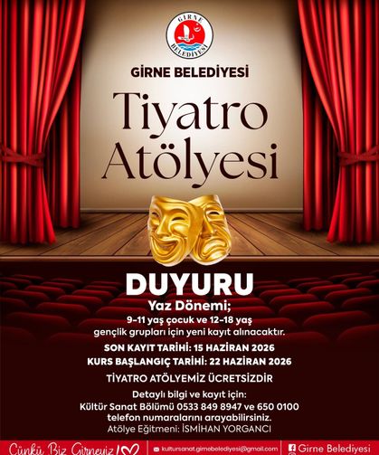 Girne Belediyesi, Tiyatro Atölyesi için kayıtların başladığını duyurdu