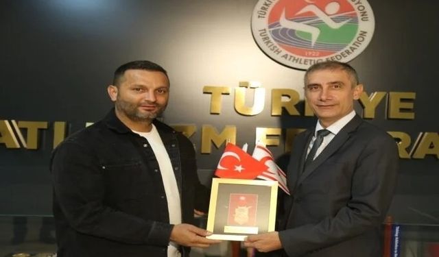 Türkiye Atletizm Federasyonu Başkanı Ahmet Karadağ'a KKTC'li mevkidaşından ziyaret