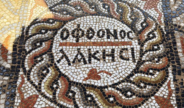 Alanya'daki 3 bin yıllık antik kentte "kıskanan çatlasın" yazılı mozaik bulundu