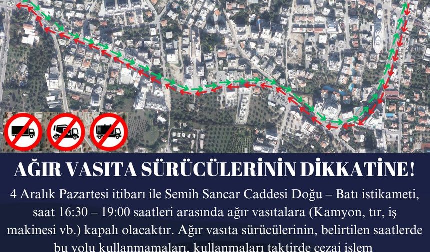 Girne’de ağır vasıta trafik kısıtlaması pazartesi başlıyor